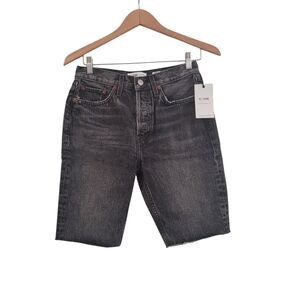 New Re/Done x Levi's Black Cut Off Denim 90's Boy Shorts Size 26 High Rise